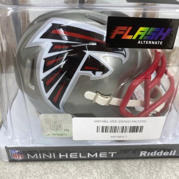 Michael Vick Autographed Atlanta Falcons Mini Helmet Flash Alternate Beckett - Picture 11 of 12